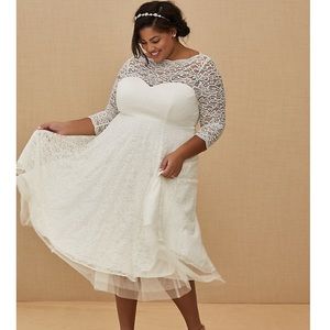Torrid Ivory Tea Length Wedding Dress